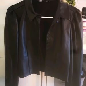 Fake leather top